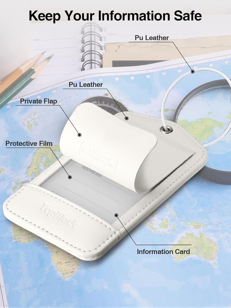 TopMade Smart Luggage Tag with Find My, Premium Leather Luggage Tags for Suitcase, Travel Bags, Backpacks, Anti-Lost Suitcase Tag Tracker for Travel with Privacy Name Card, Rechargeable - Image 5